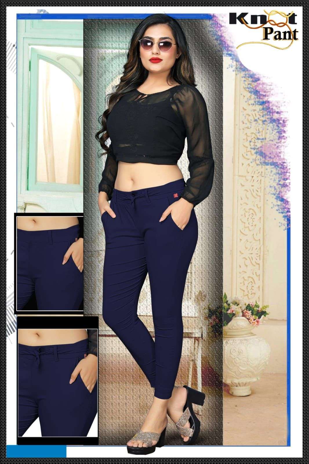 Trendy Knot pant imported lycra strachable 5PCS Single colour single size compulsory buy PANT SET WHOLESALER BEST RATE