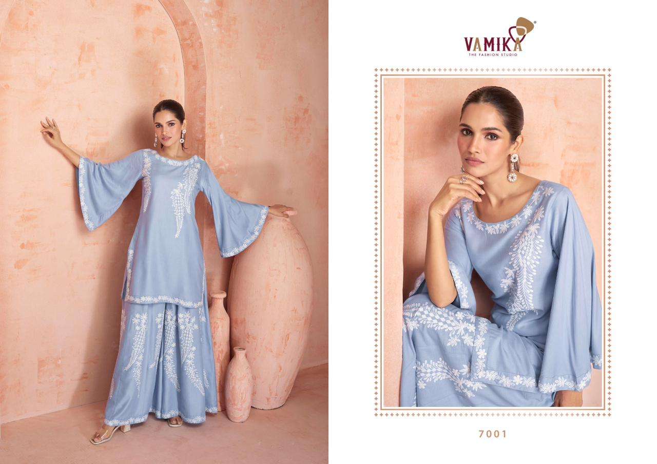 vamika present riwaaz vol 1 exclusive designer cord set kurti with plazzo 