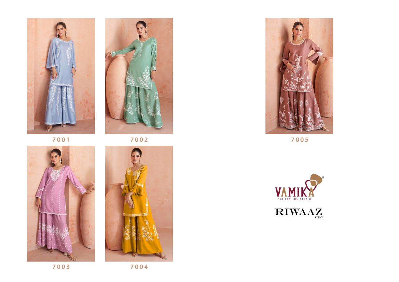 vamika present riwaaz vol 1 exclusive designer cord set kurti with plazzo 