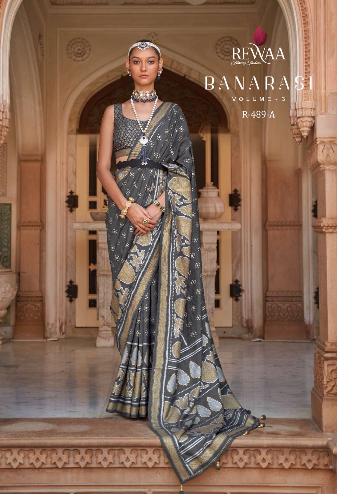 banarasi vol 3 by rewaa 487-489 designs colors banarasi silk sarees wholesaler 