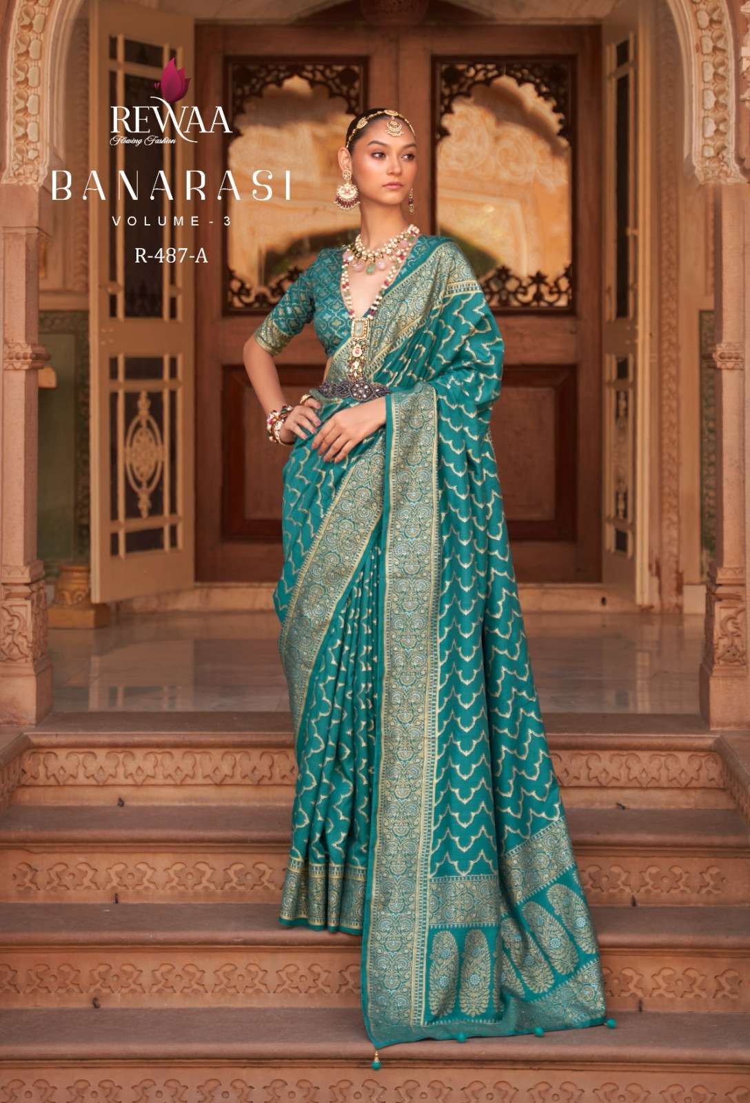 banarasi vol 3 by rewaa 487-489 designs colors banarasi silk sarees wholesaler 