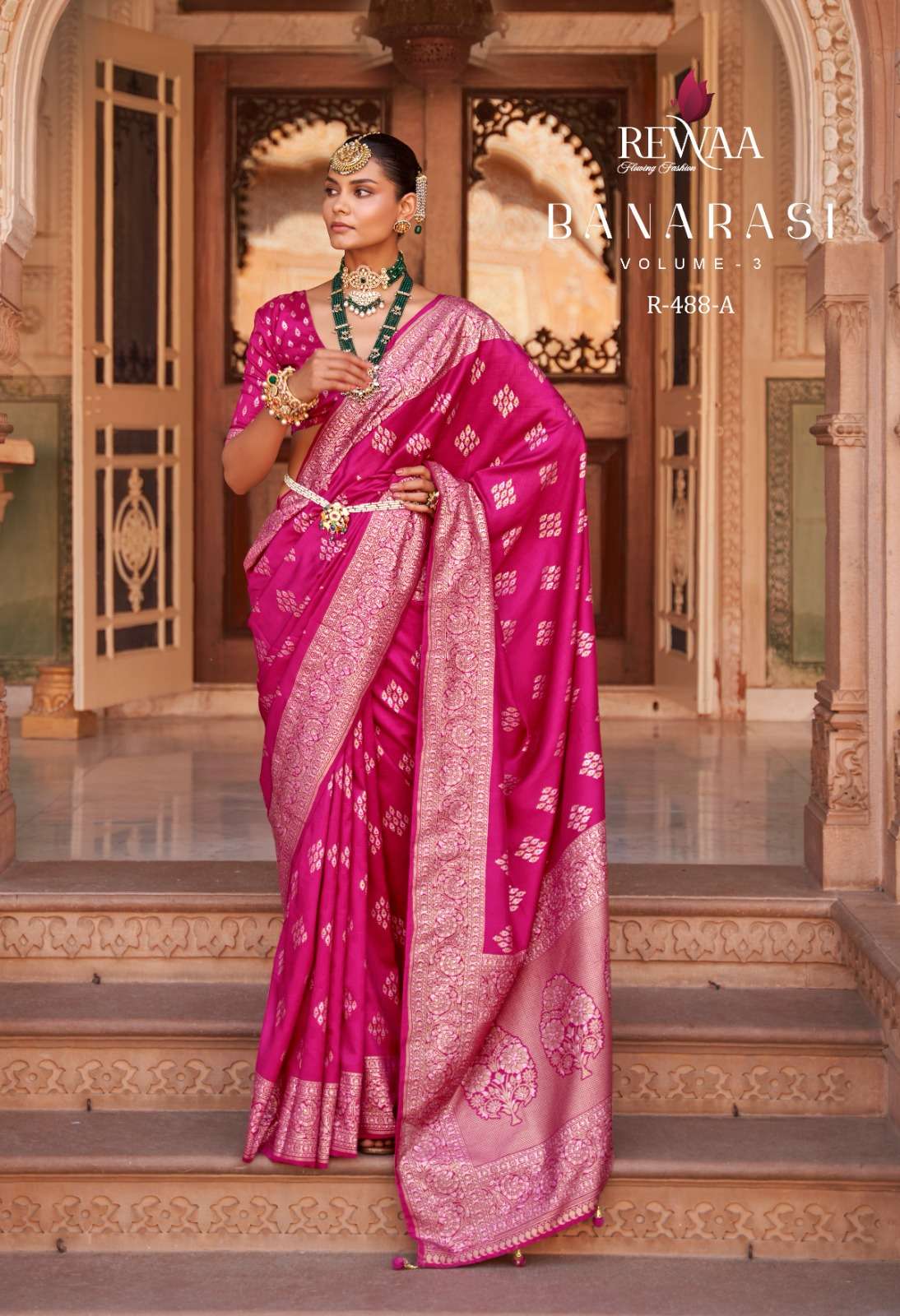 banarasi vol 3 by rewaa 487-489 designs colors banarasi silk sarees wholesaler 