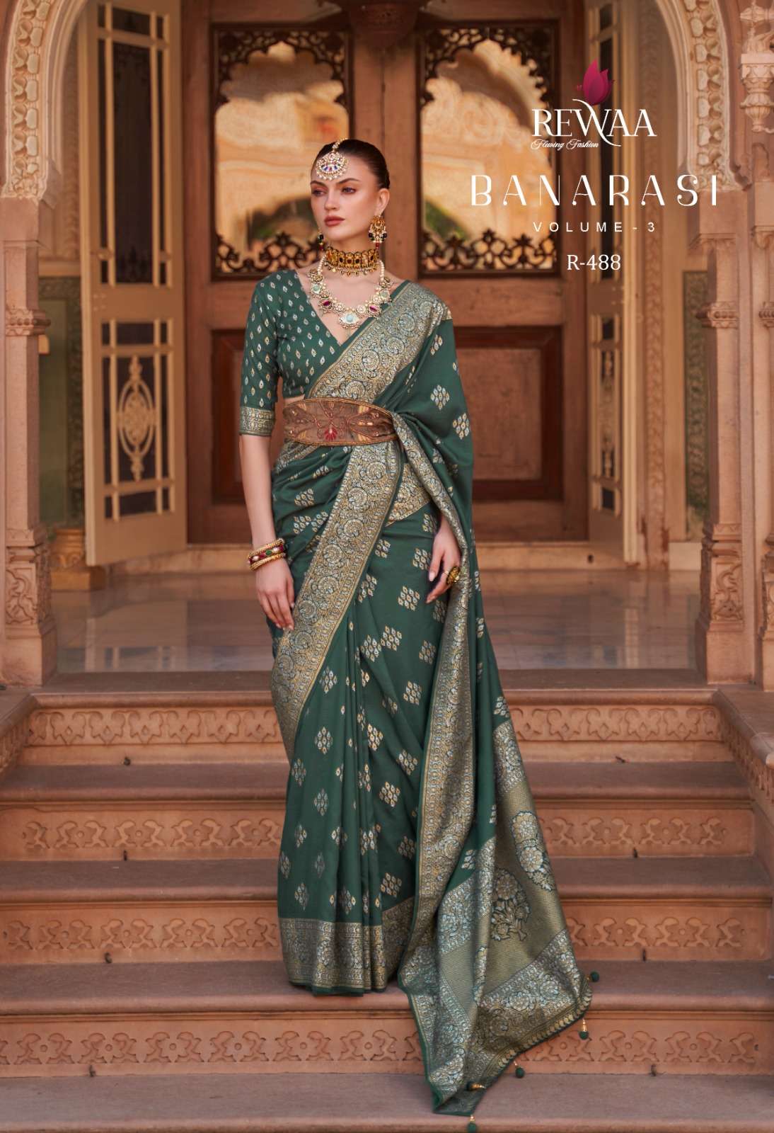 banarasi vol 3 by rewaa 487-489 designs colors banarasi silk sarees wholesaler 