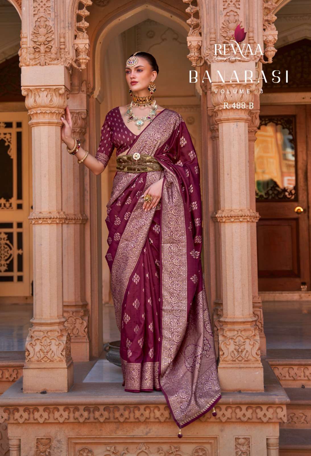 banarasi vol 3 by rewaa 487-489 designs colors banarasi silk sarees wholesaler 