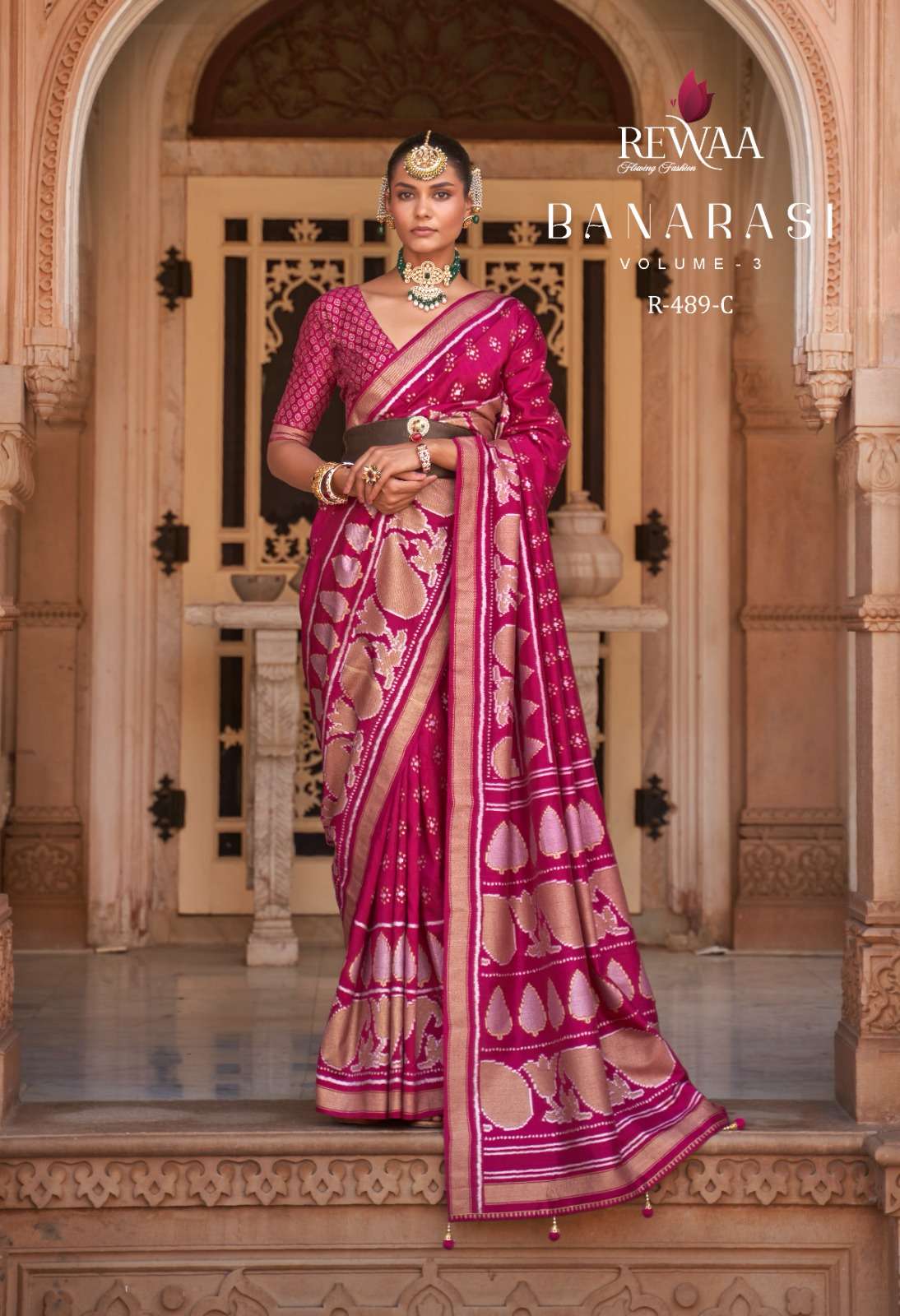 banarasi vol 3 by rewaa 487-489 designs colors banarasi silk sarees wholesaler 