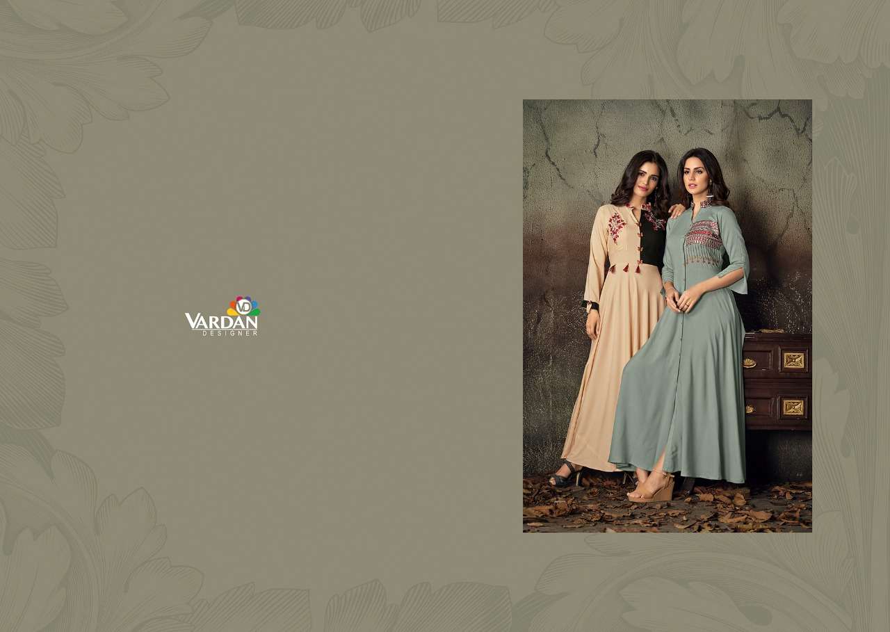 gulnaz vol 2 by vardan heavy rayon fancy long kurti catalogue
