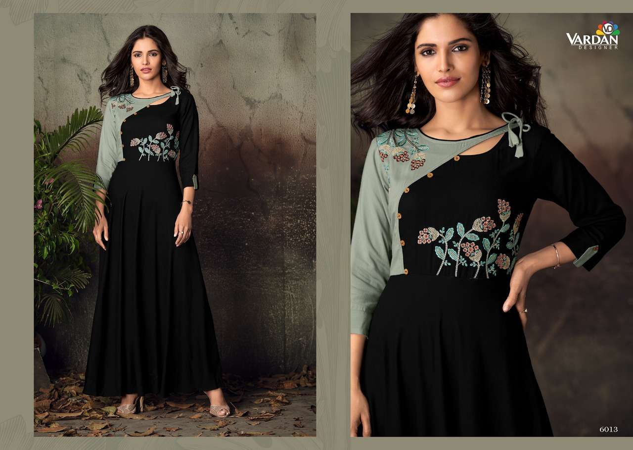 gulnaz vol 2 by vardan heavy rayon fancy long kurti catalogue