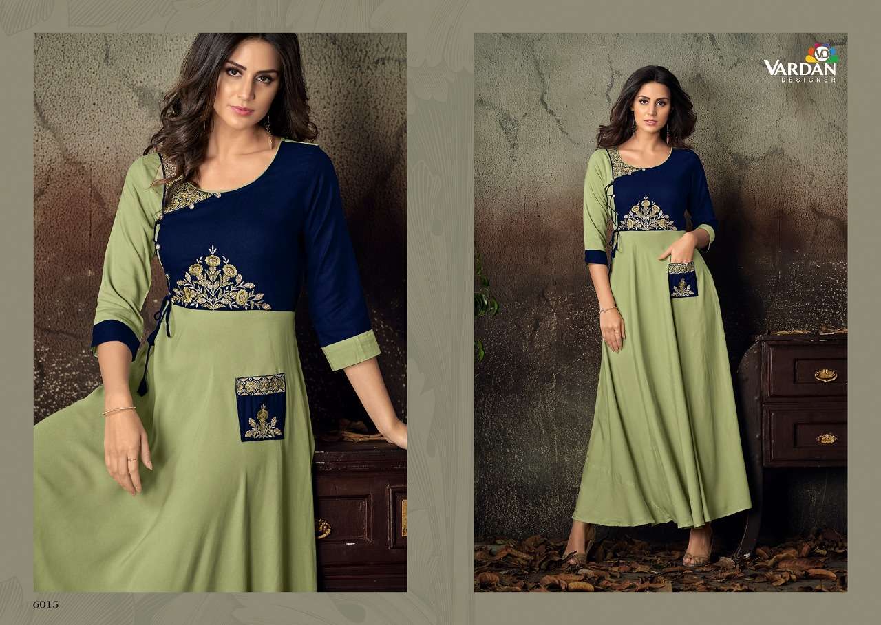 gulnaz vol 2 by vardan heavy rayon fancy long kurti catalogue