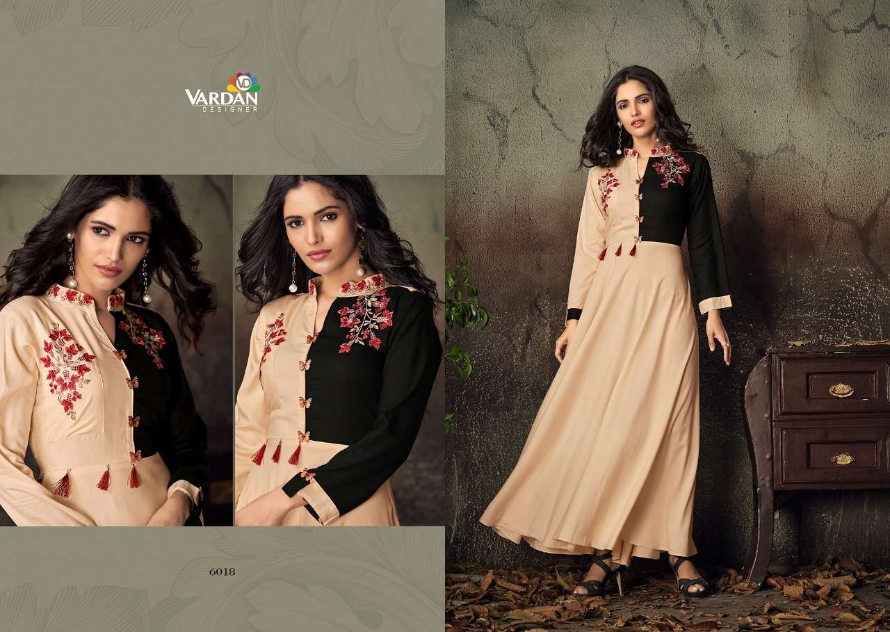 gulnaz vol 2 by vardan heavy rayon fancy long kurti catalogue