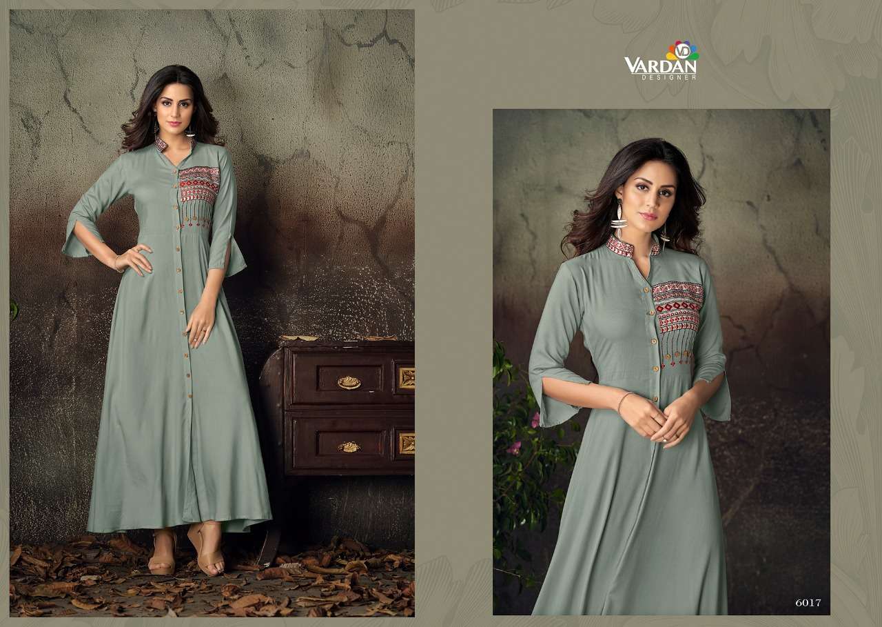 gulnaz vol 2 by vardan heavy rayon fancy long kurti catalogue