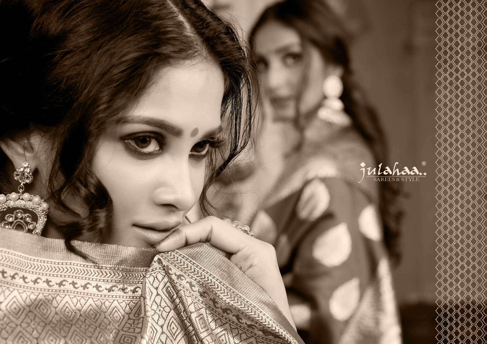 julahaa present hirva kumkum silk base amazing green colors sarees collection 