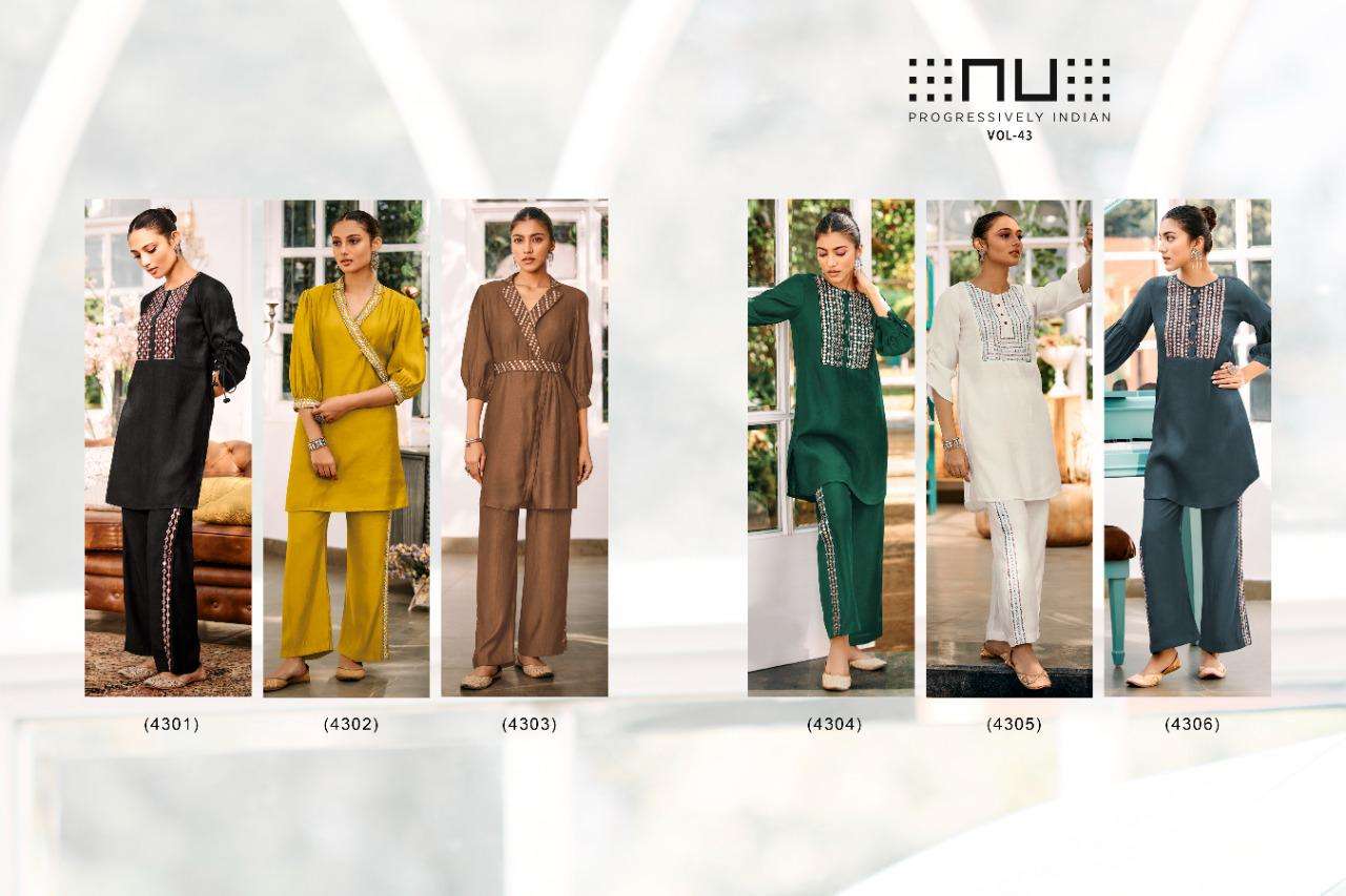 nu vol 43 cord set fashion trendy readymade fancy tunics with matching pants collection 