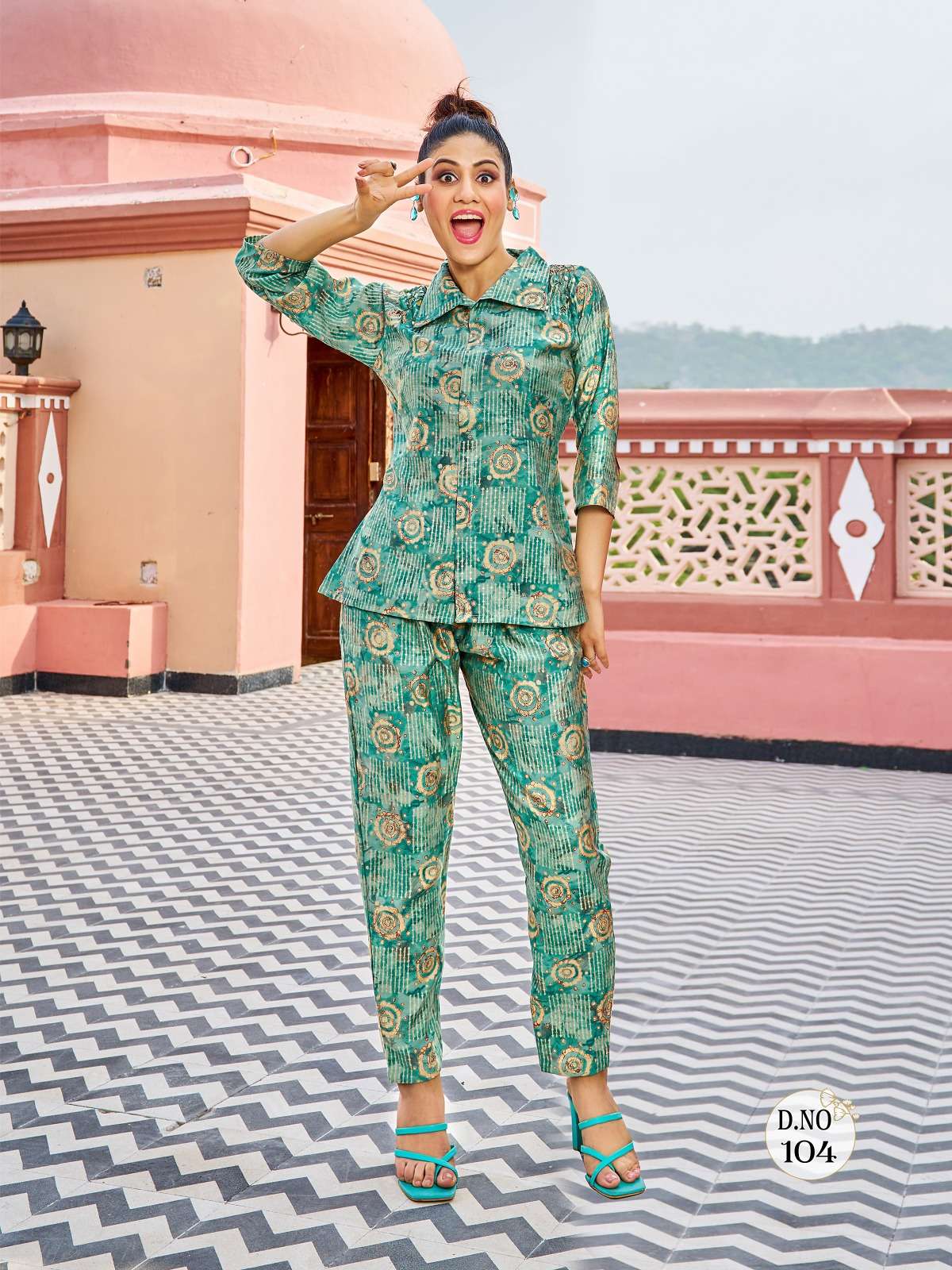 pr bijlee vol 1 fancy beautiful rich bright colours cord set readymade front open tunic with pant 