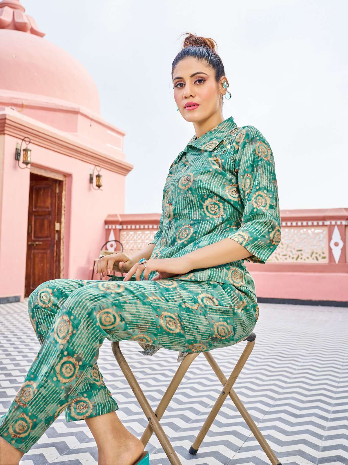 pr bijlee vol 1 fancy beautiful rich bright colours cord set readymade front open tunic with pant 