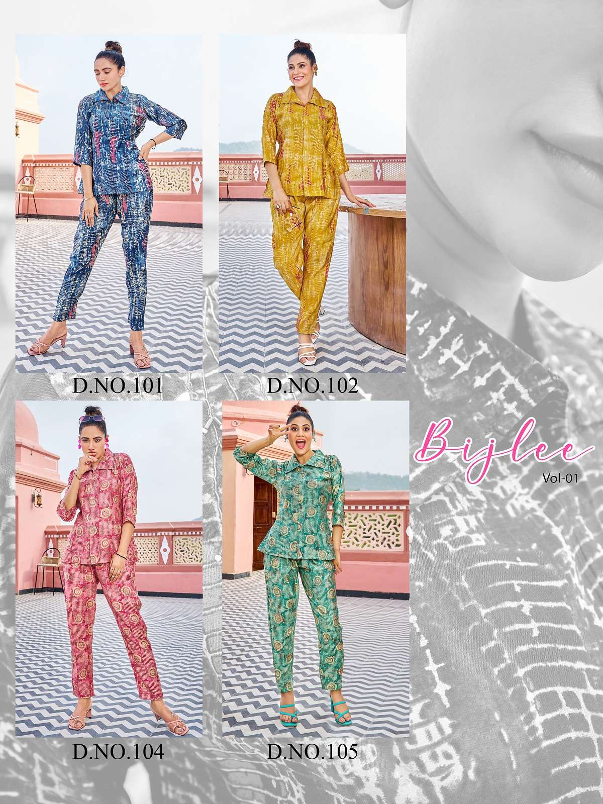 pr bijlee vol 1 fancy beautiful rich bright colours cord set readymade front open tunic with pant 