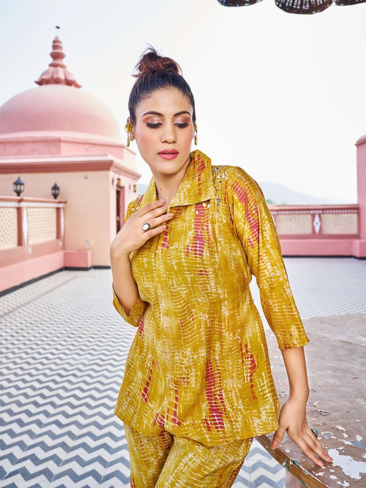 pr bijlee vol 1 fancy beautiful rich bright colours cord set readymade front open tunic with pant 