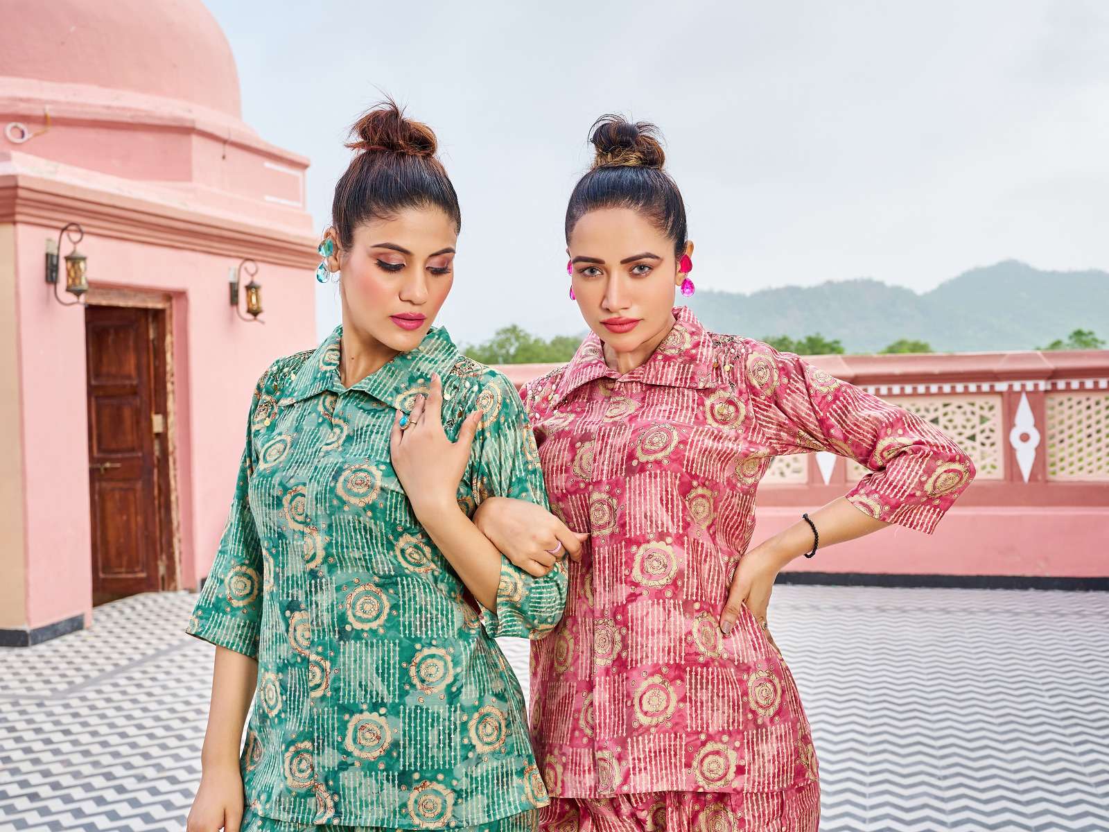 pr bijlee vol 1 fancy beautiful rich bright colours cord set readymade front open tunic with pant 