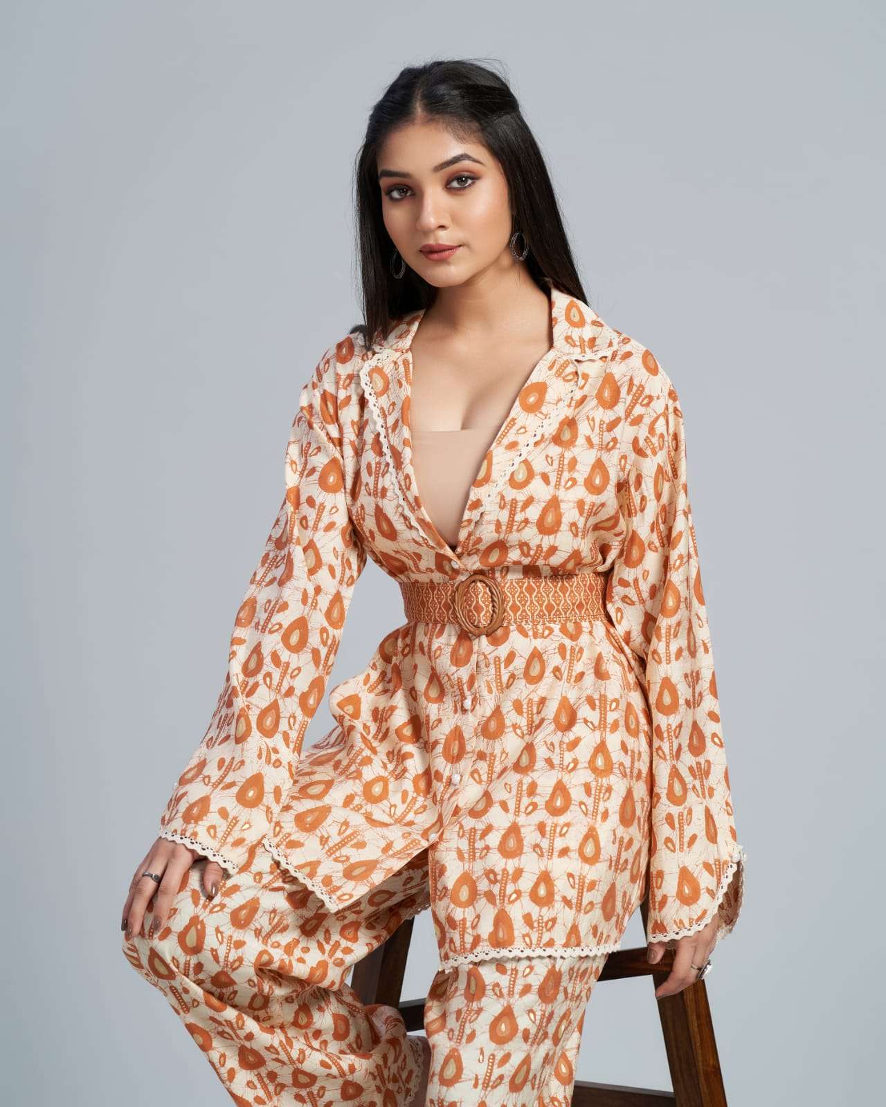 pr cord set fancy formal wear short tunic with pant 