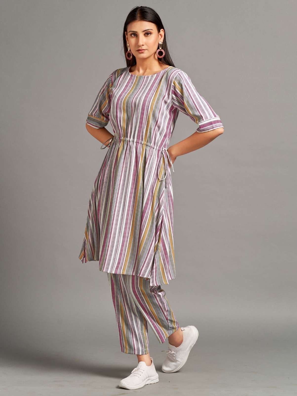 pr d152 fancy different colors cord set amazing linen kurti with pant combo set