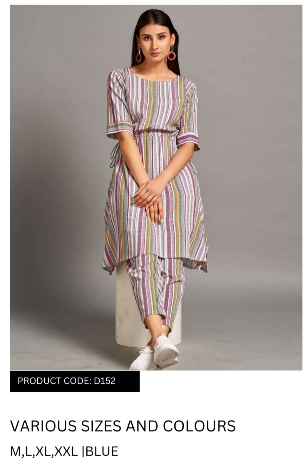 pr d152 fancy different colors cord set amazing linen kurti with pant combo set