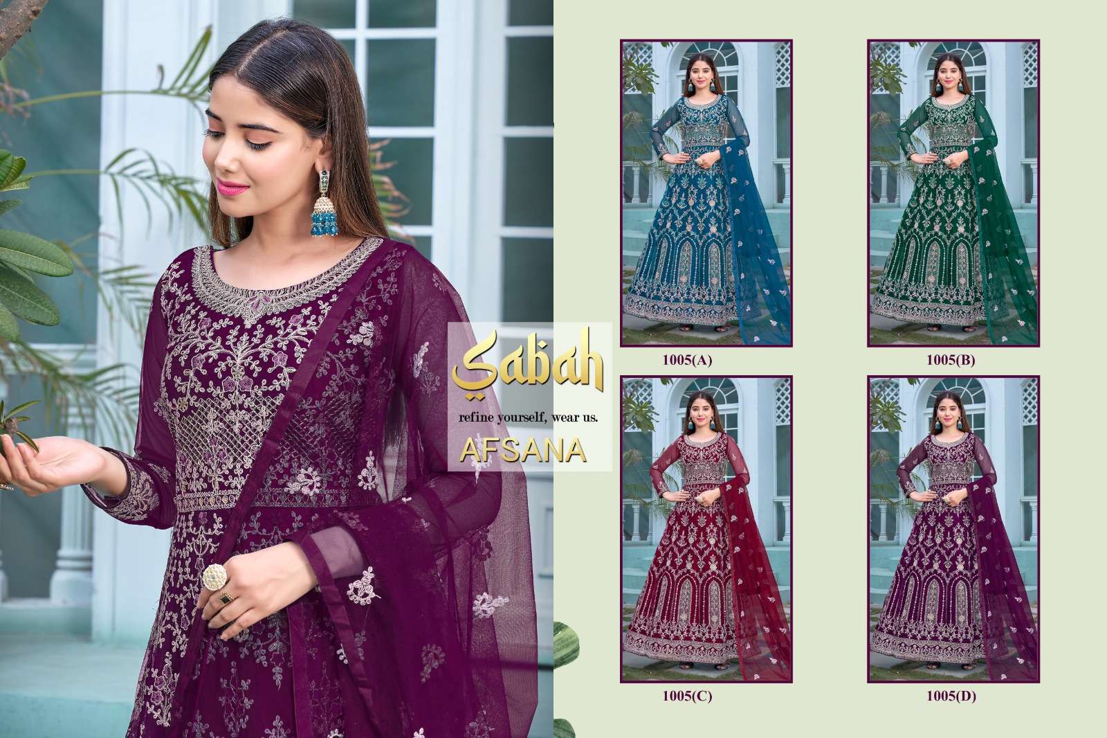 sabah present afsana 1005 colors semistitch designer long salwar kameez