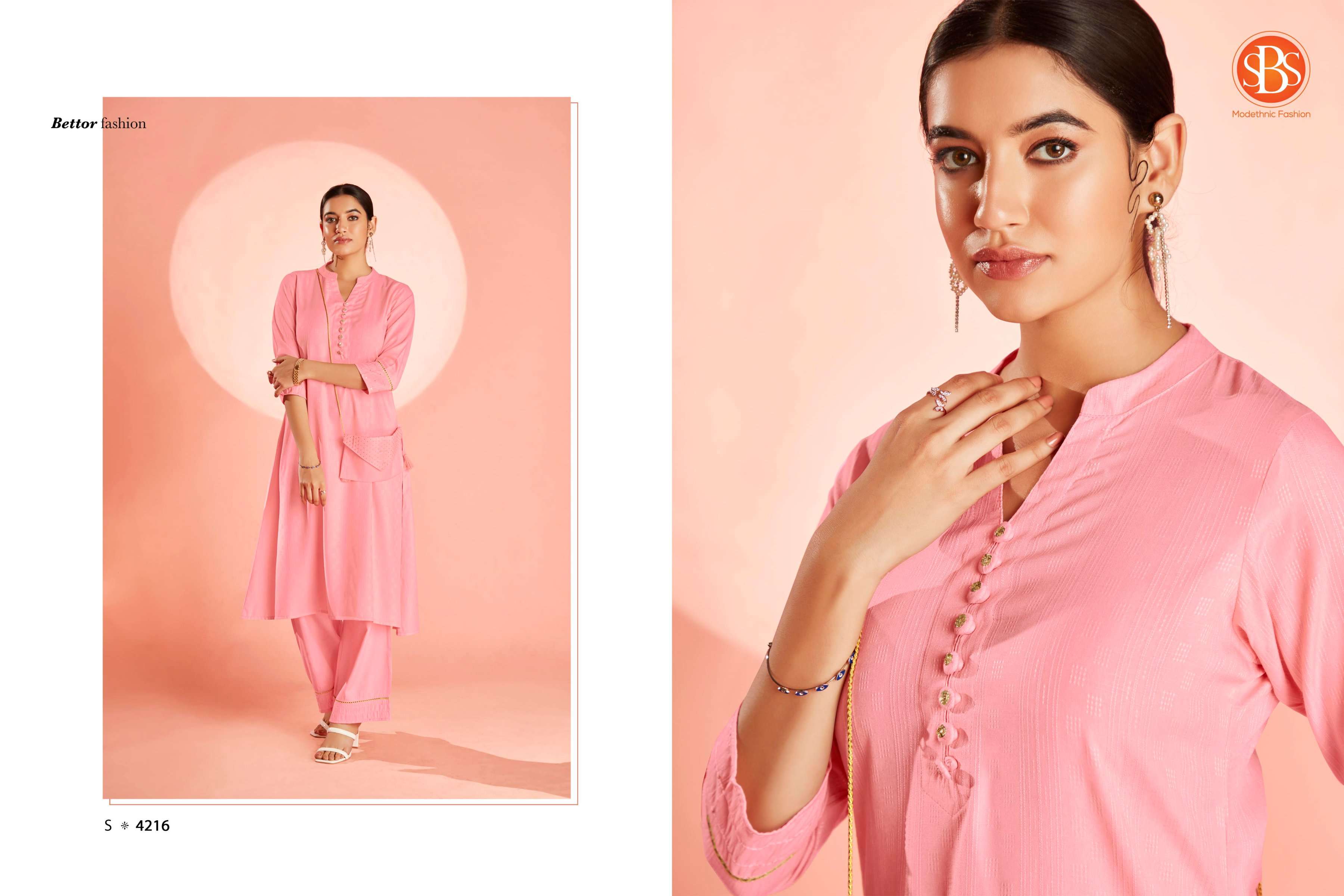 sbs fashion swarupa rayon fancy kurti with pant and matching color purse collection 