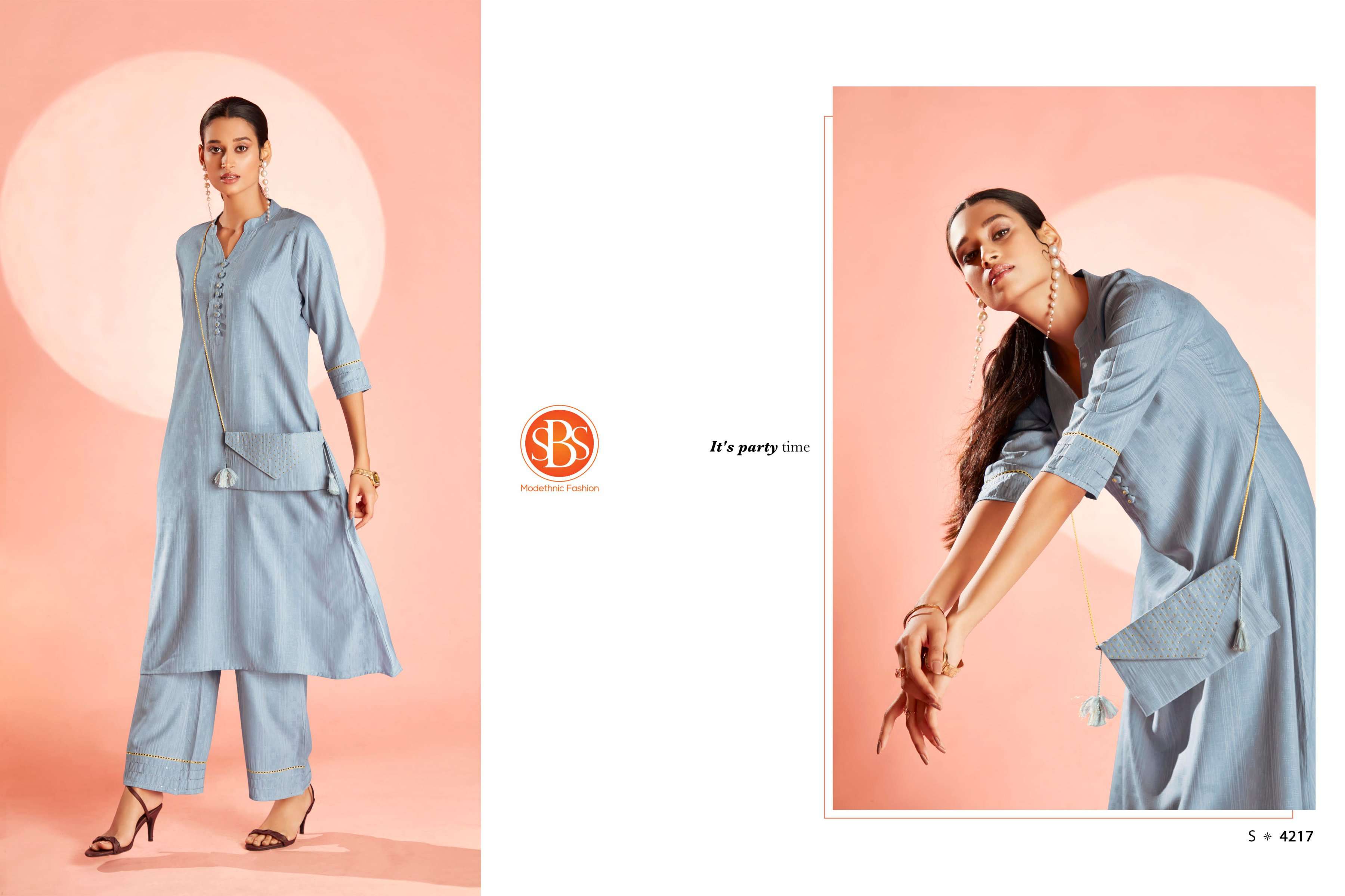 sbs fashion swarupa rayon fancy kurti with pant and matching color purse collection 