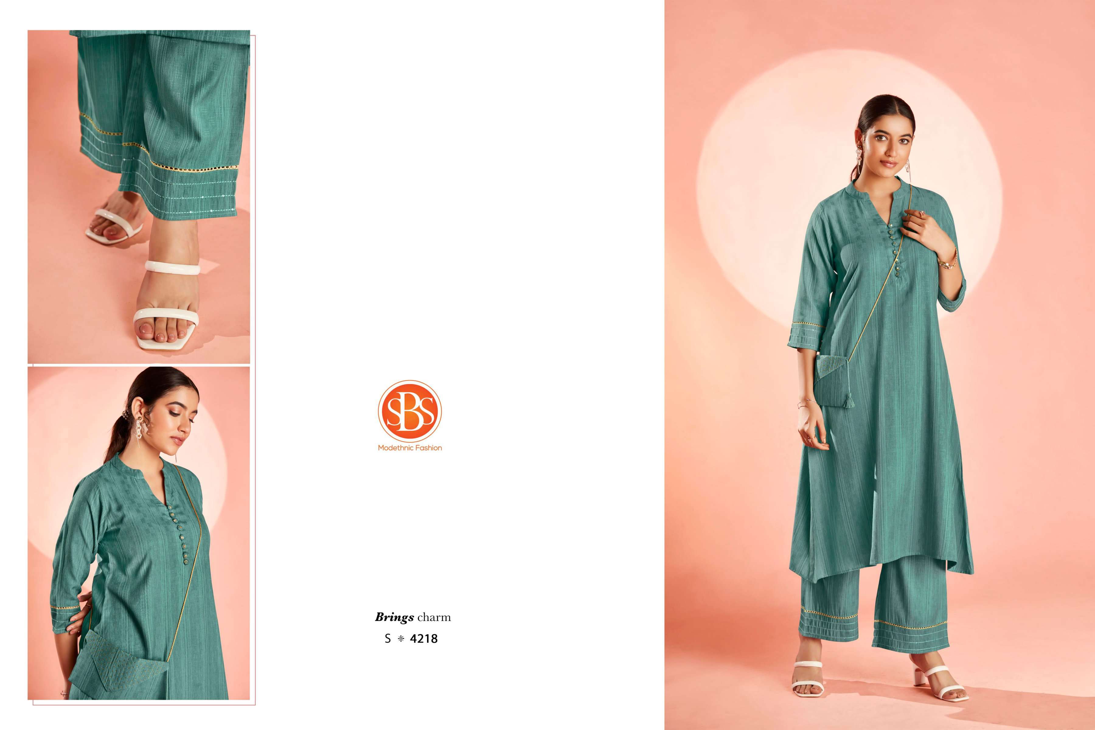 sbs fashion swarupa rayon fancy kurti with pant and matching color purse collection 