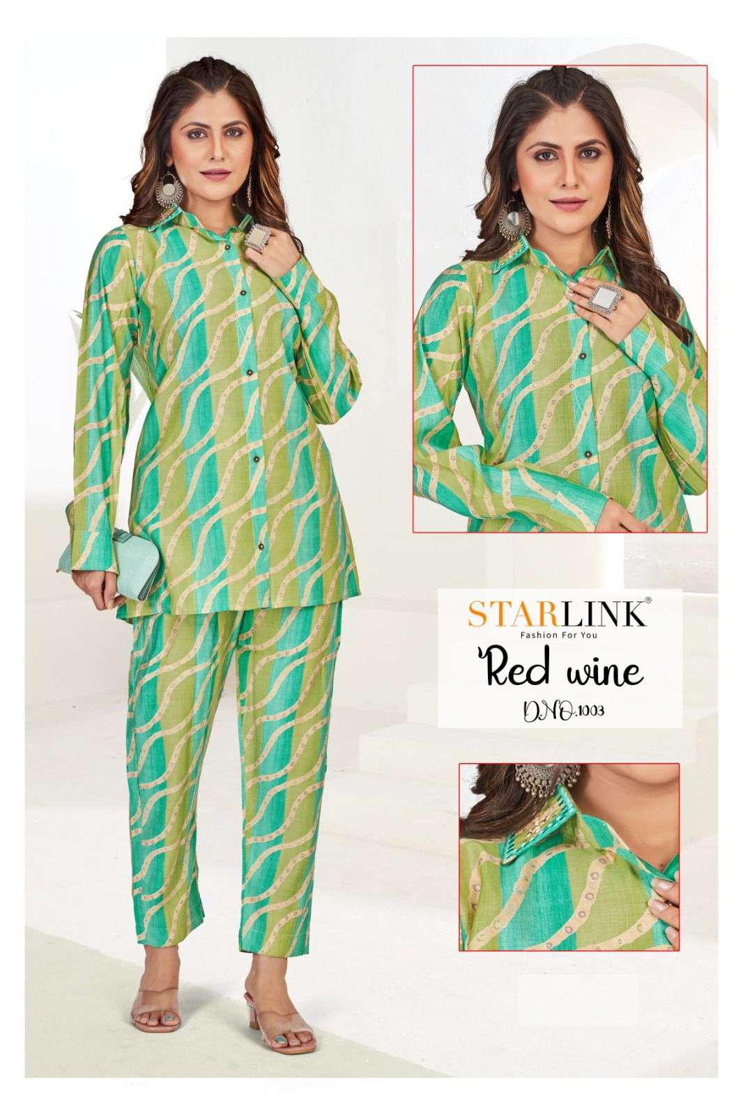 starlink present red wine amazing desings cord set fancy tunic with pant combo set