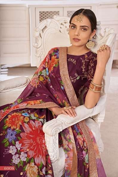 wondrous wine color floral printed single lehenga choli 6008 lotus vol 1 by aawiya
