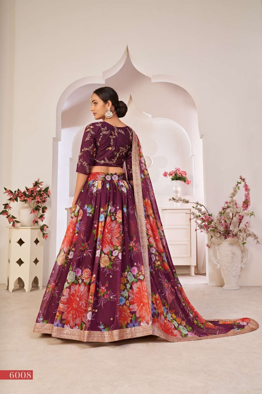 wondrous wine color floral printed single lehenga choli 6008 lotus vol 1 by aawiya