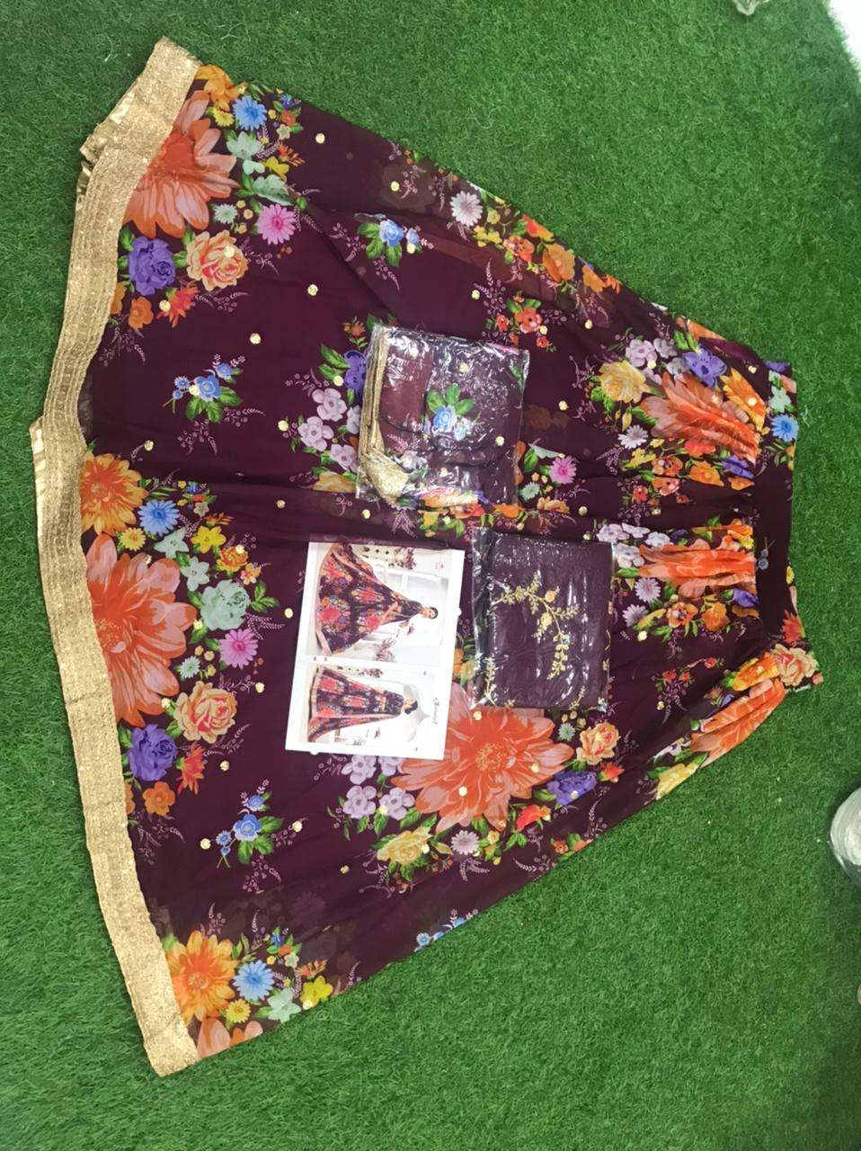 wondrous wine color floral printed single lehenga choli 6008 lotus vol 1 by aawiya