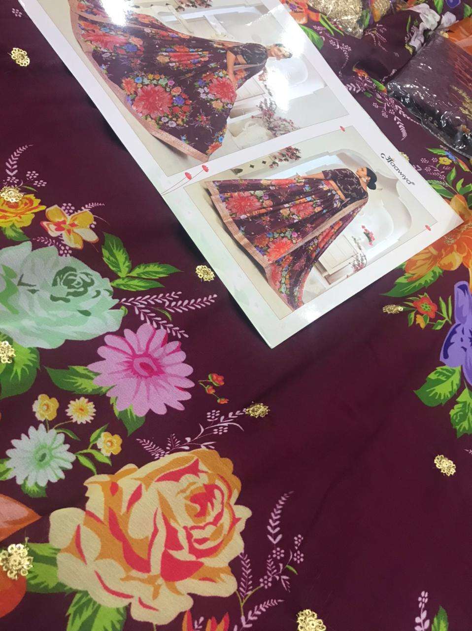 wondrous wine color floral printed single lehenga choli 6008 lotus vol 1 by aawiya