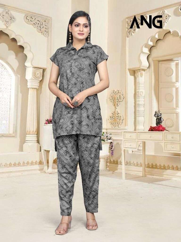 ang fancy rayon capsule print cord set dress beautiful kurti with pant