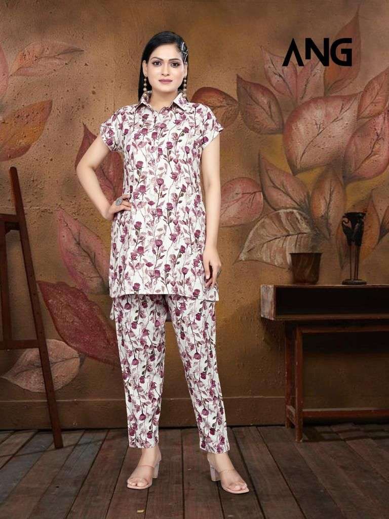 ang fancy rayon capsule print cord set dress beautiful kurti with pant