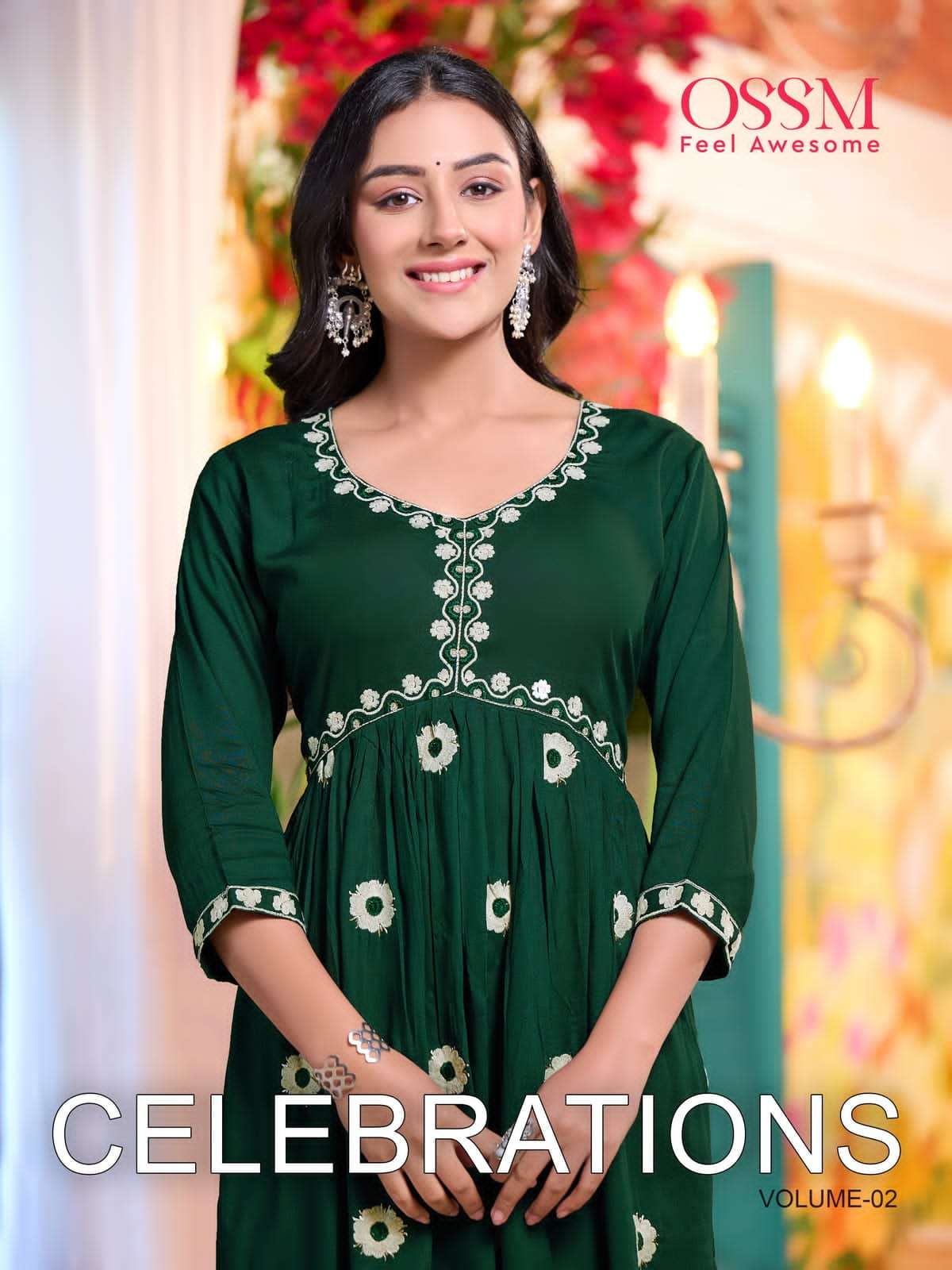 celebration vol 2 by ossm fancy work alia cut stitch kurtis catalog