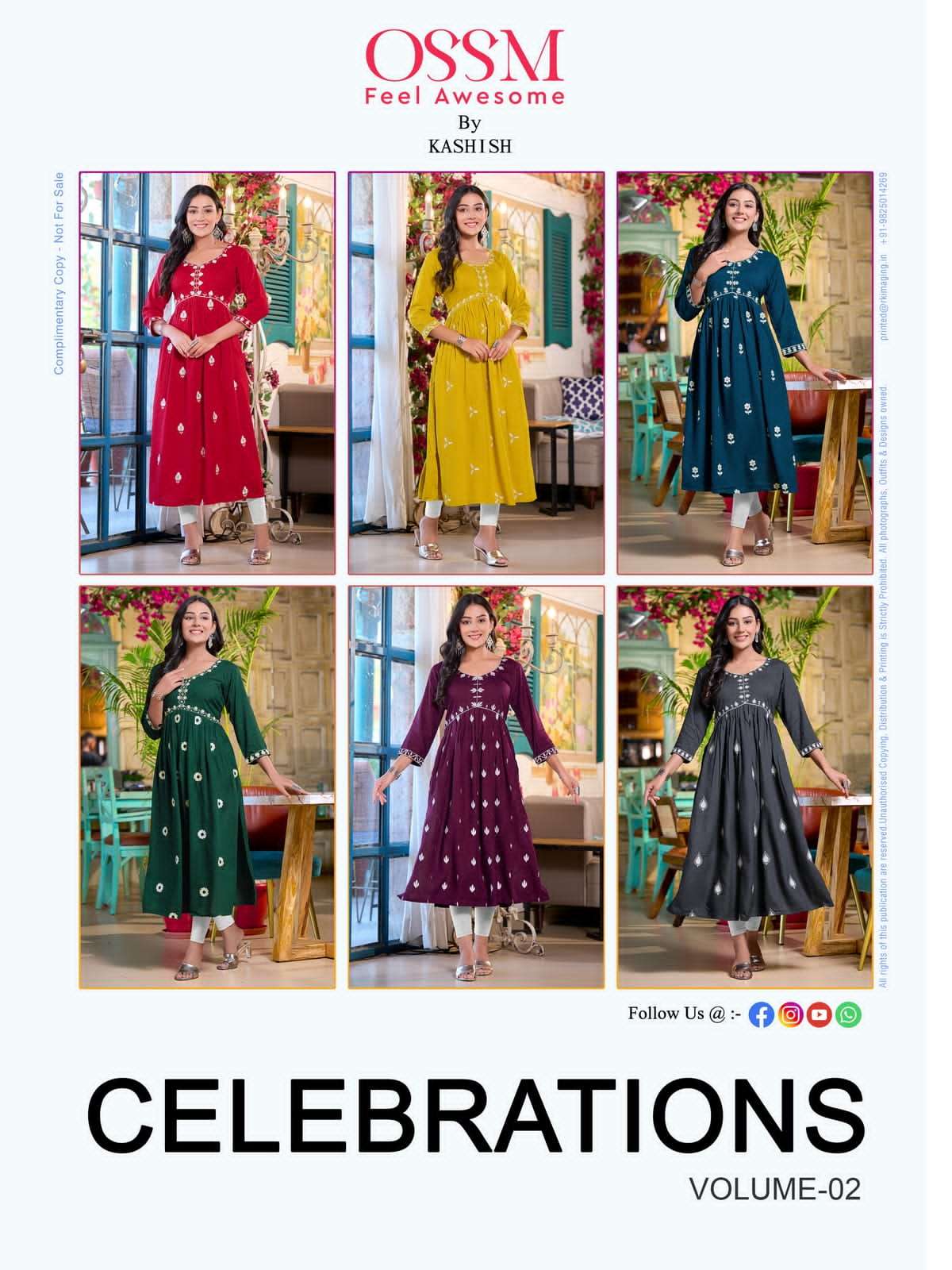 celebration vol 2 by ossm fancy work alia cut stitch kurtis catalog