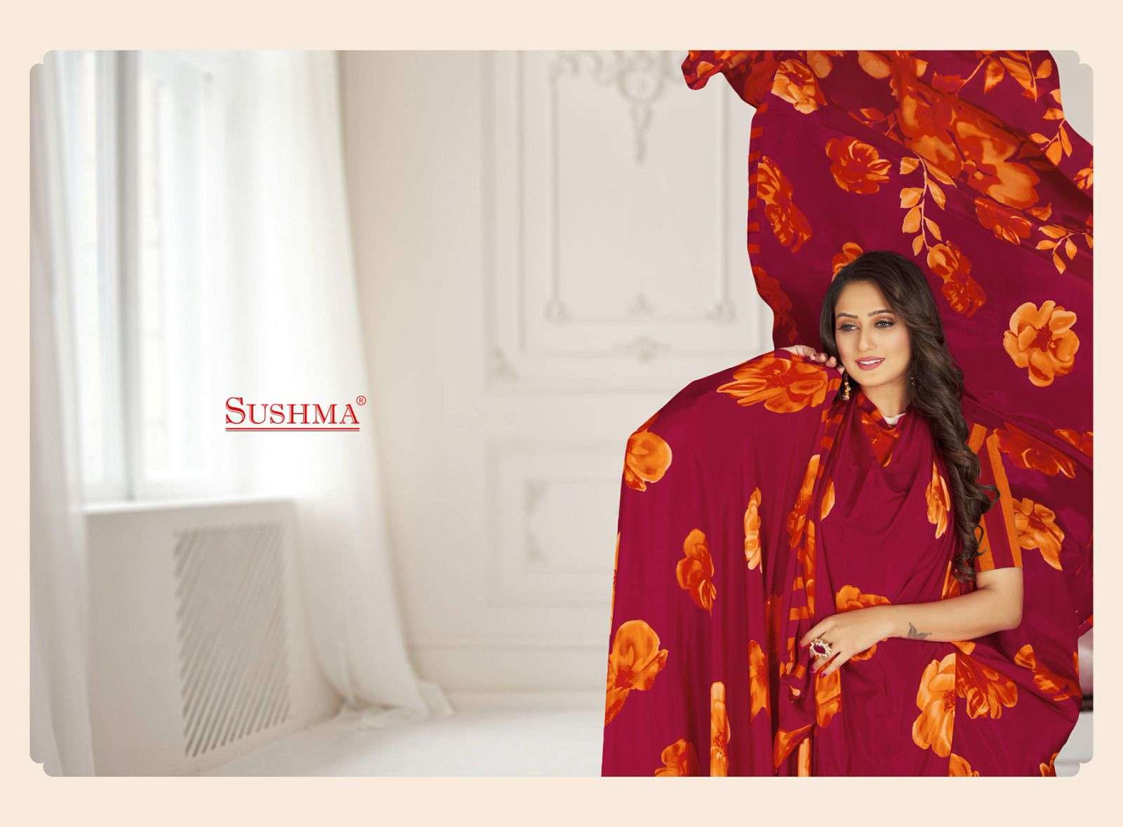 fashion 32 by sushma amazing designs printed crape sarees catalogue 