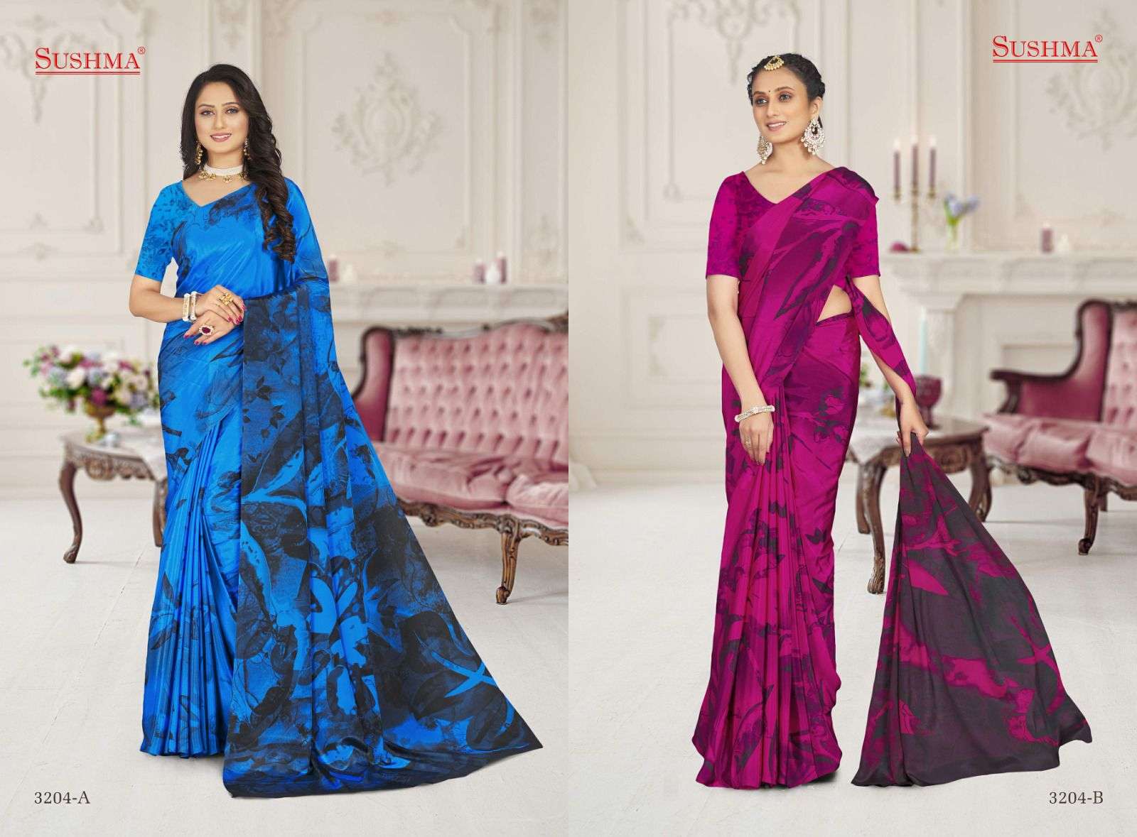 fashion 32 by sushma amazing designs printed crape sarees catalogue 