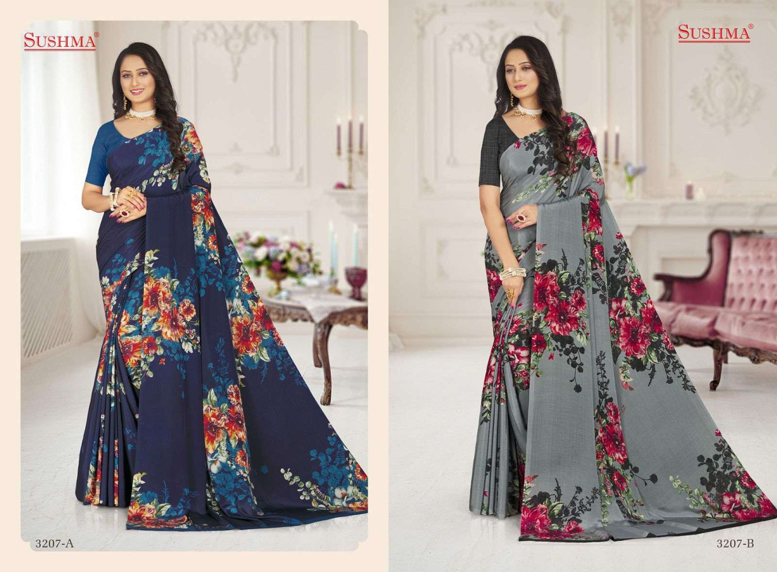 fashion 32 by sushma amazing designs printed crape sarees catalogue 