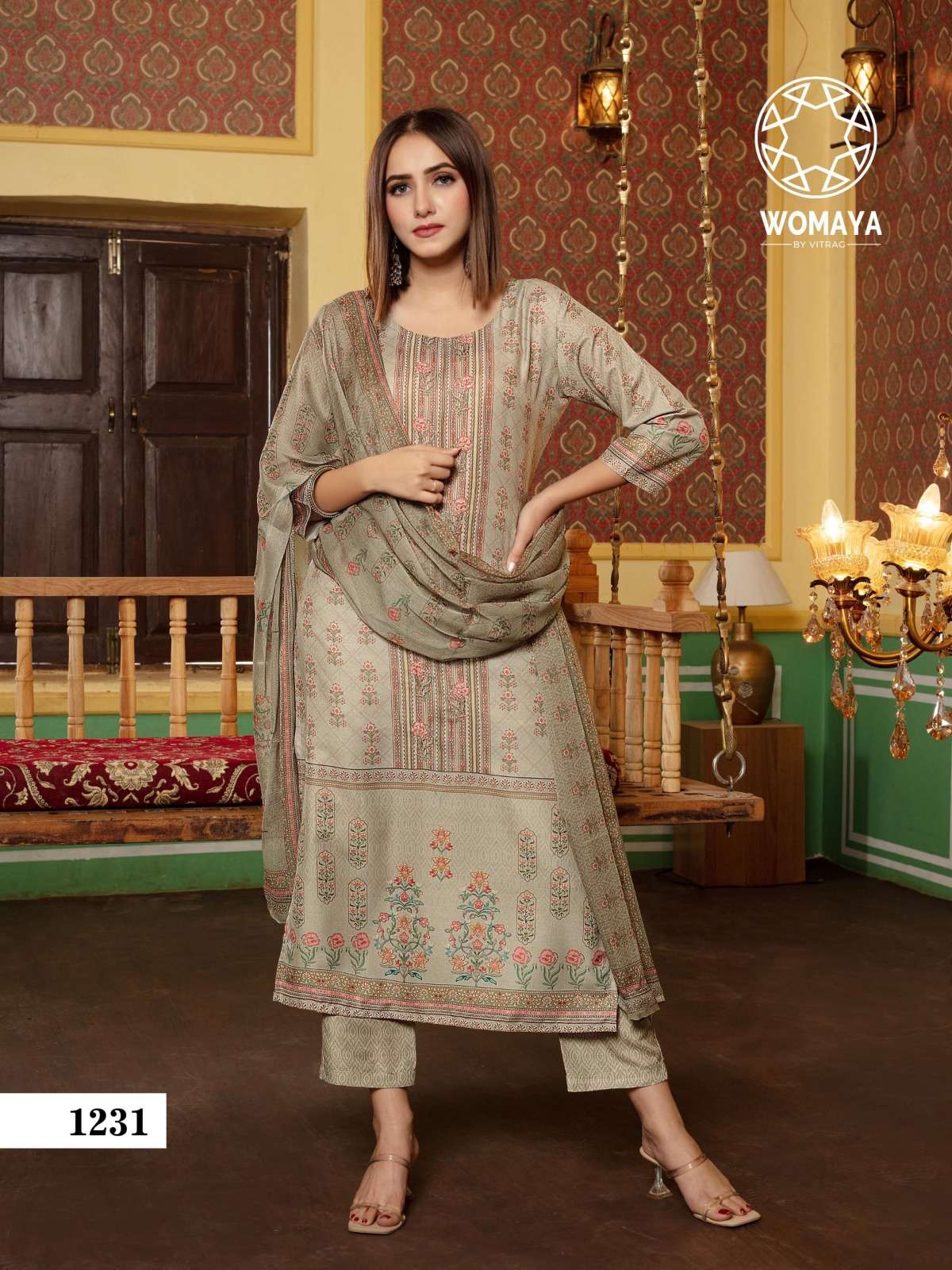 glorious wedding story by womaya kurtis adorable digital print readymade salwar kameez combo set 