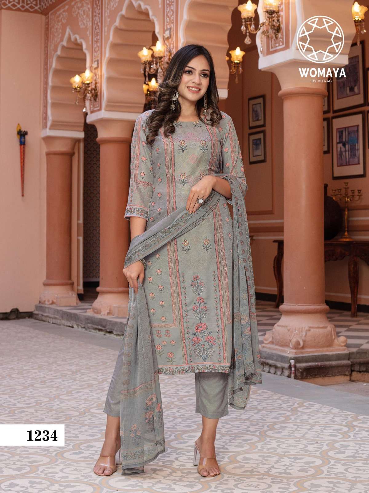 glorious wedding story by womaya kurtis adorable digital print readymade salwar kameez combo set 