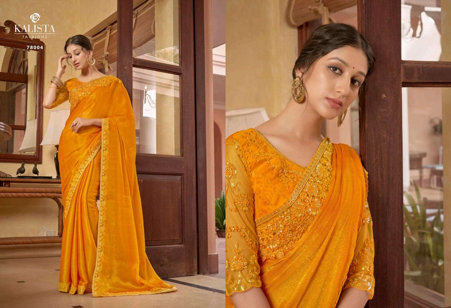 kalista fashion aarzoo festive wear designer border chiffon sarees collection 