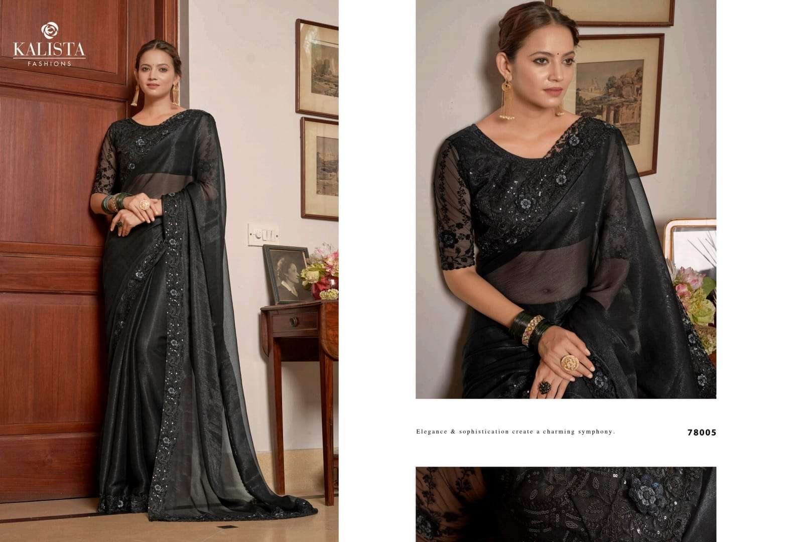 kalista fashion aarzoo festive wear designer border chiffon sarees collection 