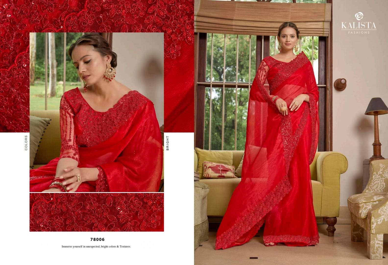 kalista fashion aarzoo festive wear designer border chiffon sarees collection 