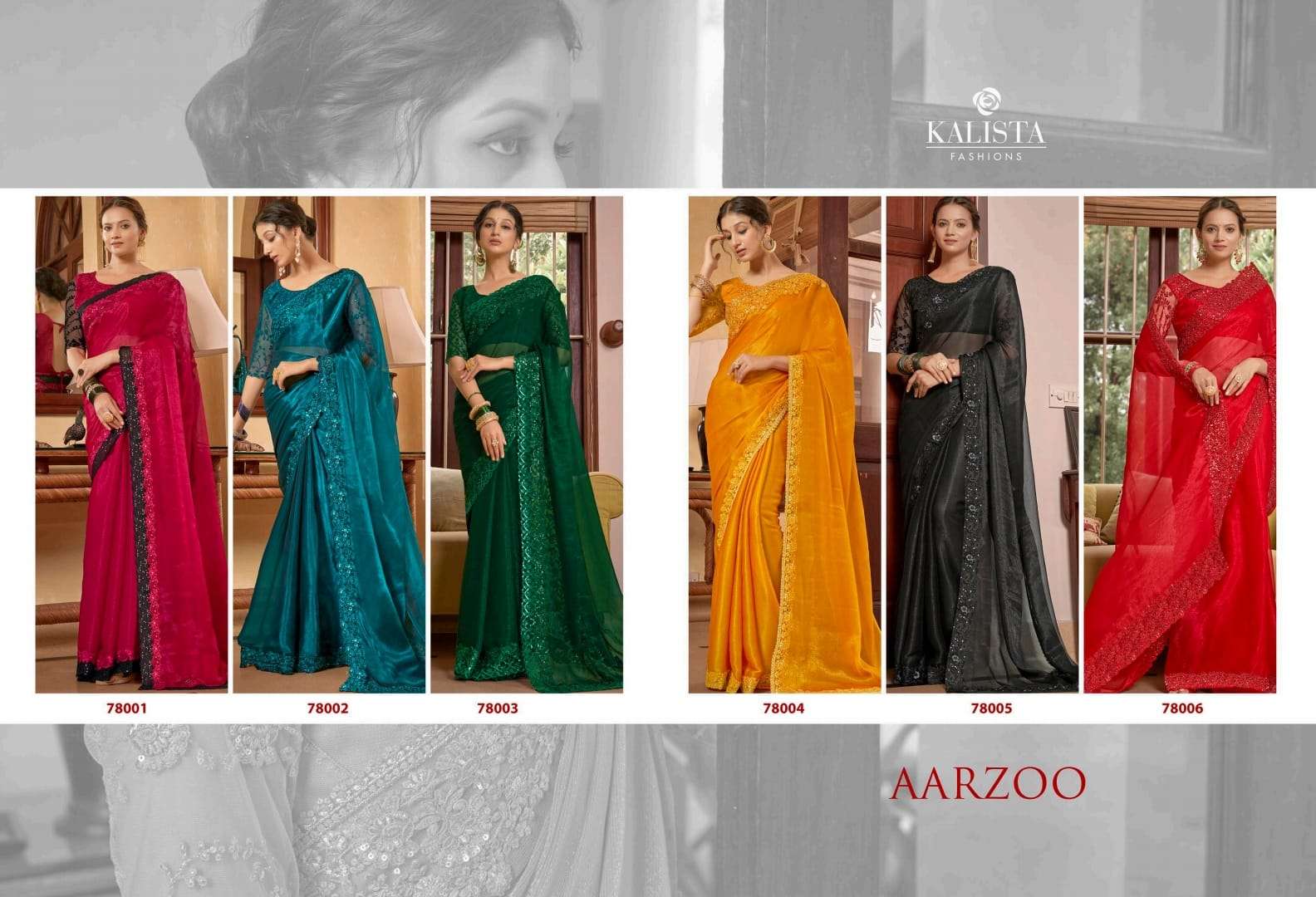 kalista fashion aarzoo festive wear designer border chiffon sarees collection 