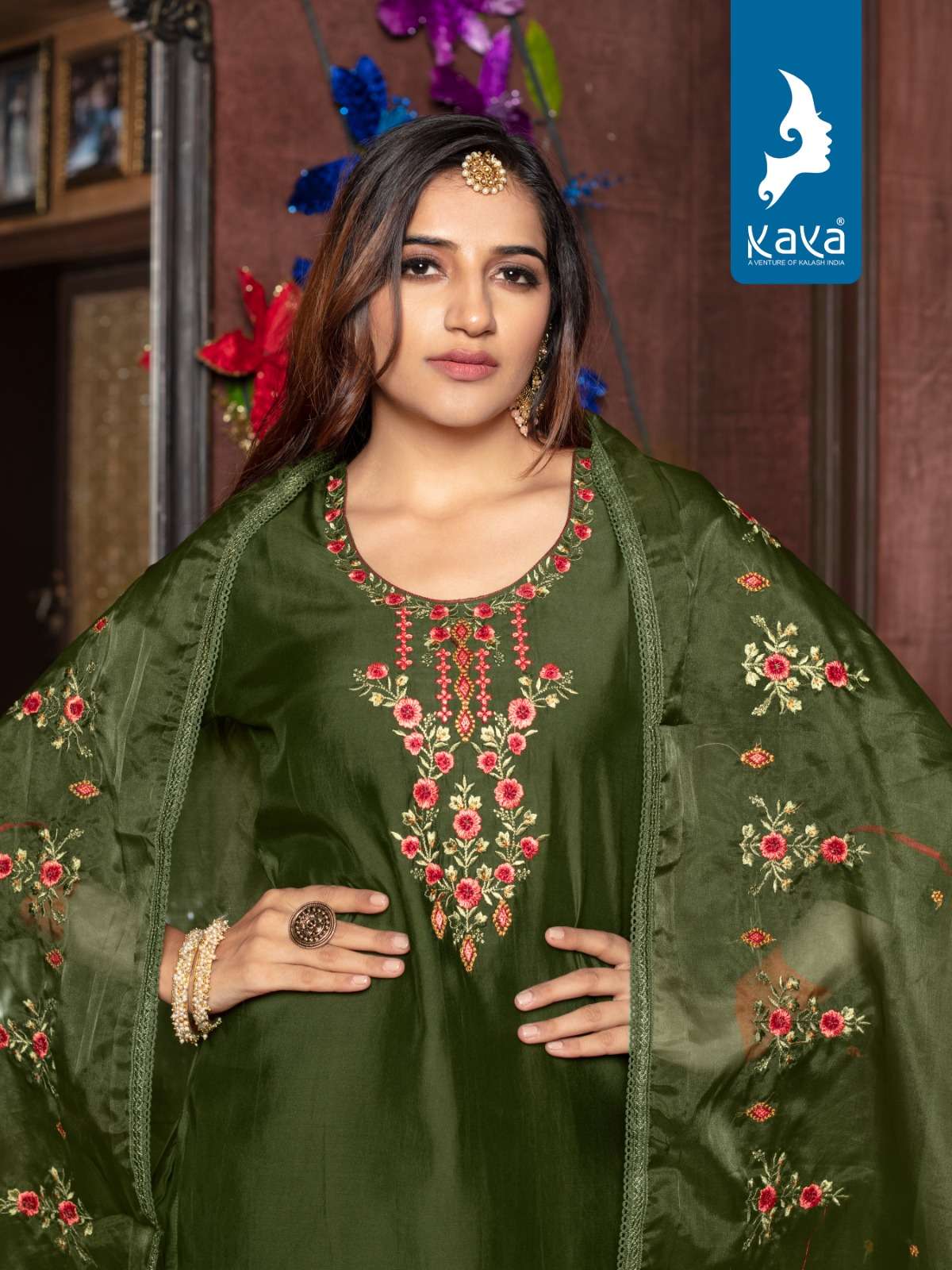 kaya present koyal fancy 3pcs set amazing neck work kurti with pant and dupatta catalog