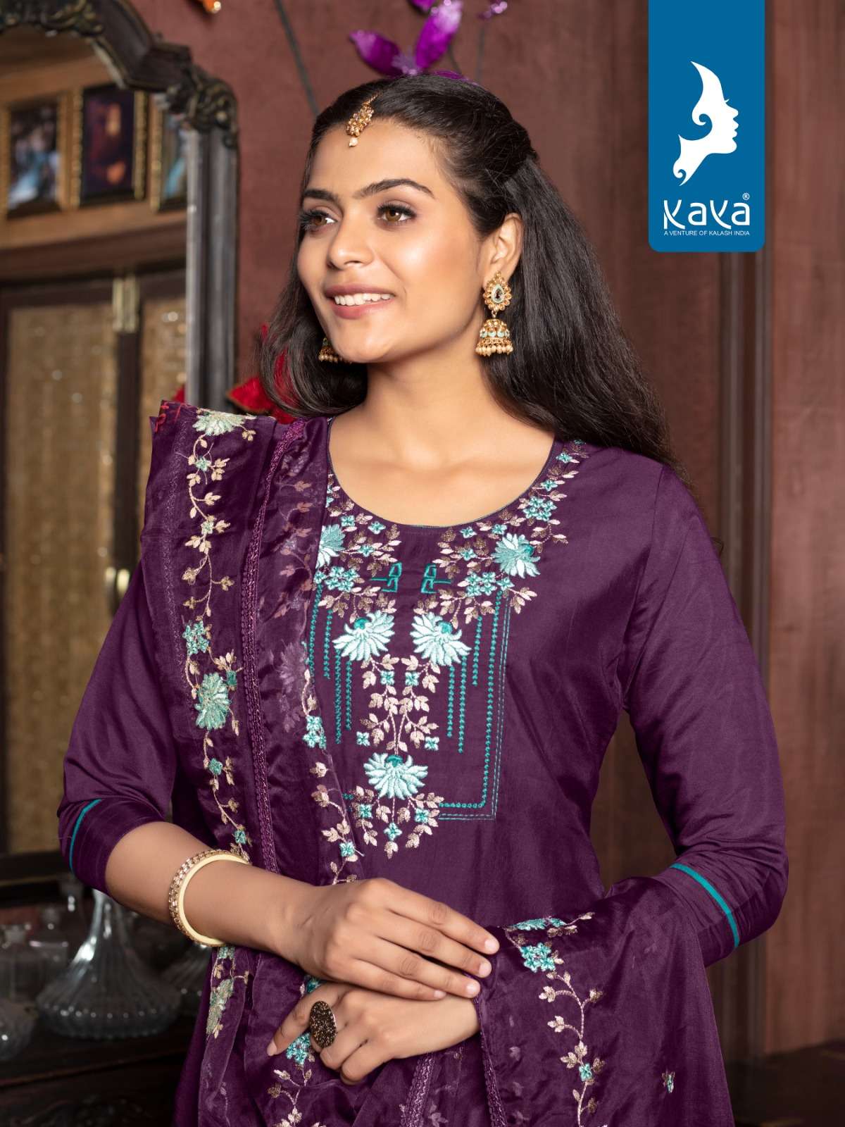 kaya present koyal fancy 3pcs set amazing neck work kurti with pant and dupatta catalog