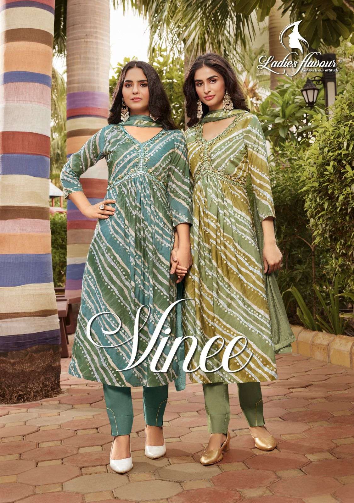 ladies flavour vinee fancy alia cut concept kurti with pant and dupatta catalogue 