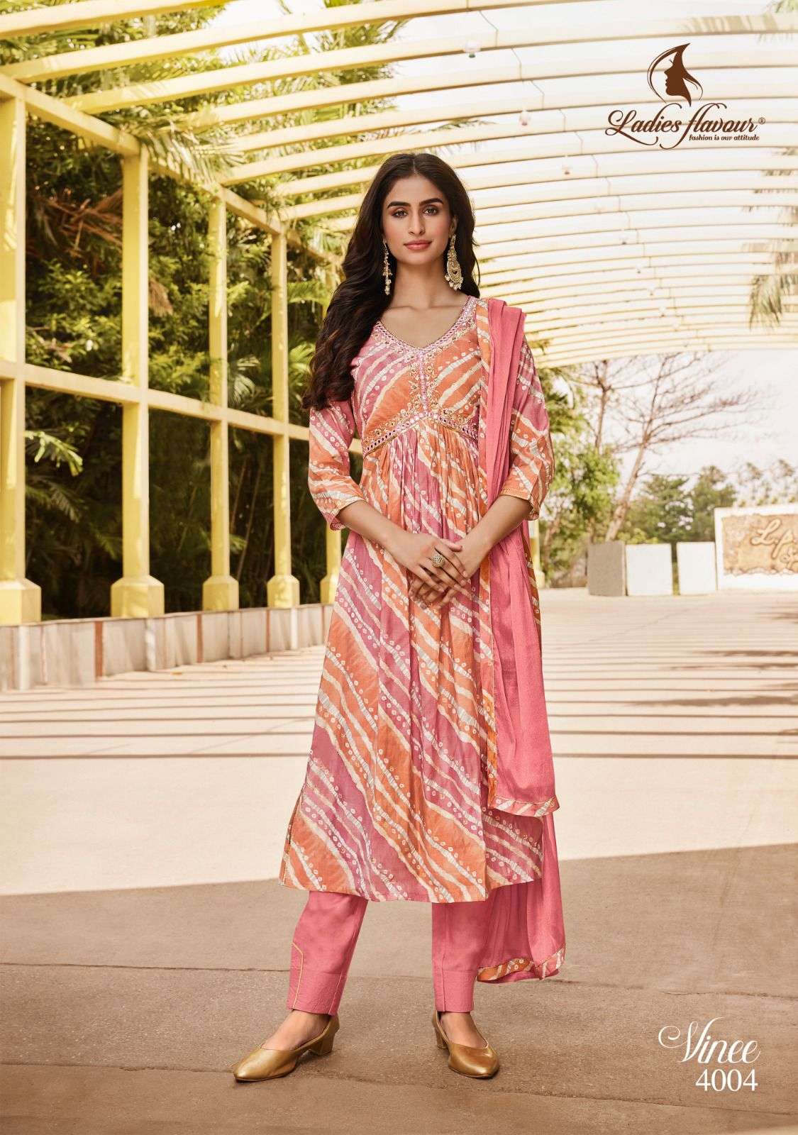 ladies flavour vinee fancy alia cut concept kurti with pant and dupatta catalogue 